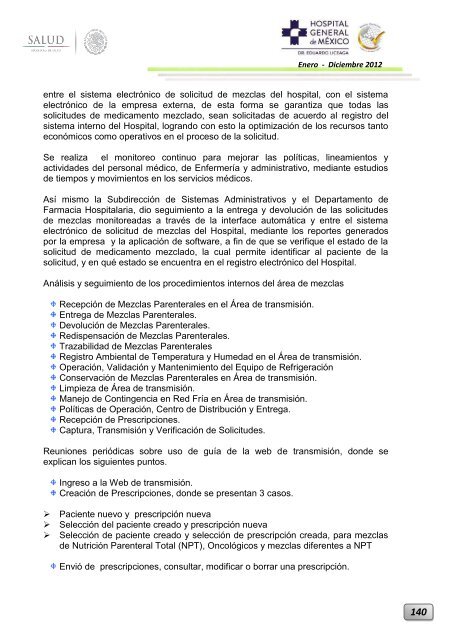 Informe Ejecutivo Enero - Diciembre 2012 - Hospital General de ...