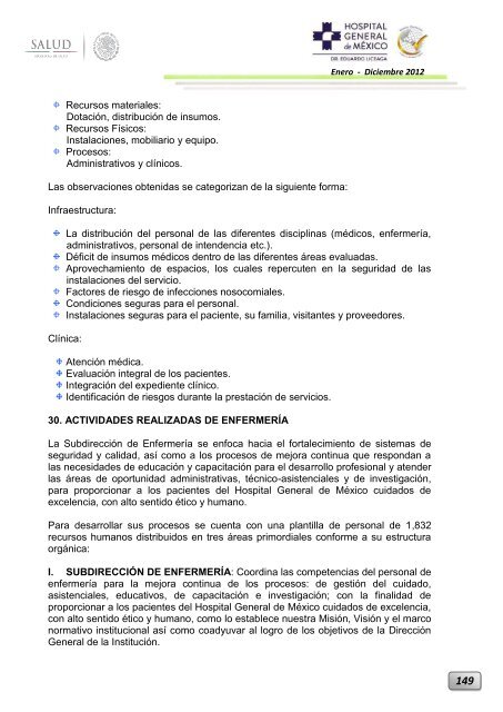 Informe Ejecutivo Enero - Diciembre 2012 - Hospital General de ...