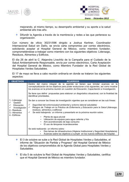 Informe Ejecutivo Enero - Diciembre 2012 - Hospital General de ...