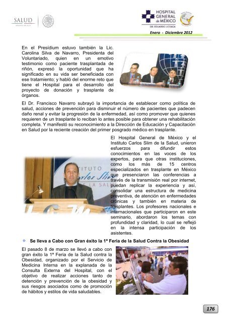 Informe Ejecutivo Enero - Diciembre 2012 - Hospital General de ...