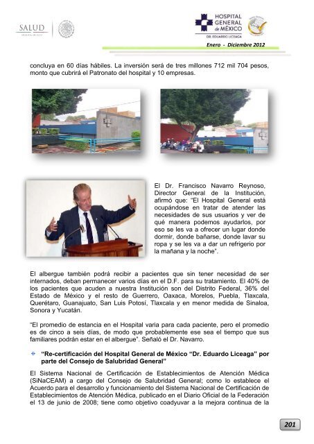 Informe Ejecutivo Enero - Diciembre 2012 - Hospital General de ...