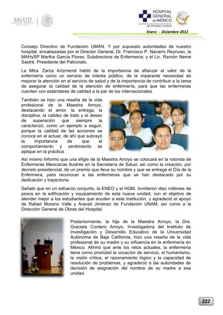 Informe Ejecutivo Enero - Diciembre 2012 - Hospital General de ...