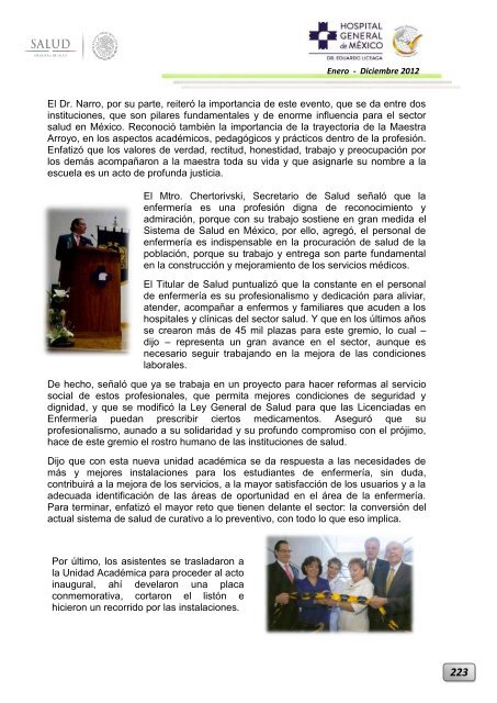 Informe Ejecutivo Enero - Diciembre 2012 - Hospital General de ...