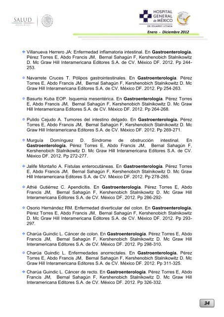 Informe Ejecutivo Enero - Diciembre 2012 - Hospital General de ...