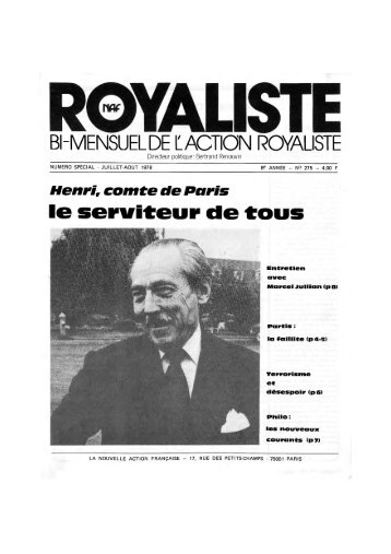 BI-MmSUEL DE 11 ACTION ROYALISTE - Archives royalistes