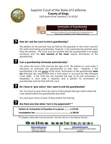 Termination of Guardianship Packet Cover Sheet - Kings County ...