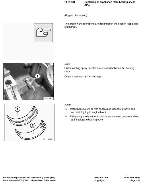 RA Replacing all crankshaft main bearing shells (S54) - Ad Kusters