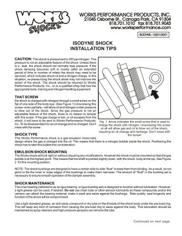 Isodyne Shock Installation Tips (Kuryakin) - Works Shocks
