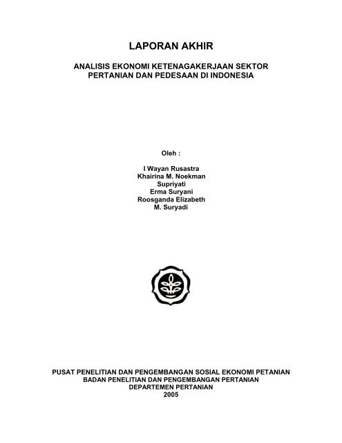 Analisis Ekonomi Ketenagakerjaan Sektor Pertanian Dan Pedesaan Di