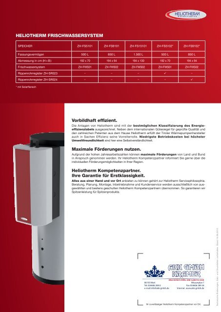 HELIOTHERM FRISCHWASSER- SYSTEM - AKK GmbH Kramer ...