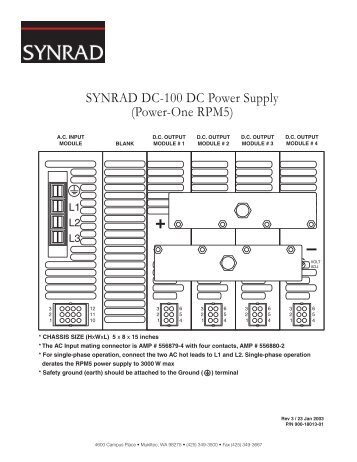 SYNRAD DC-100 DC Power Supply (Power-One RPM5)