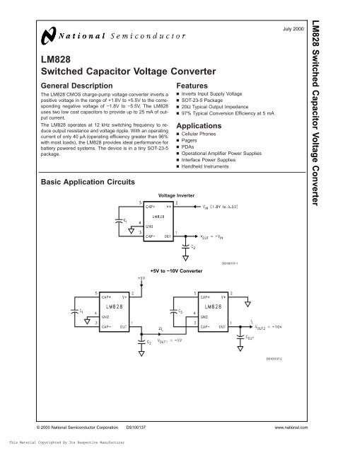 LM828 Switched Capacitor Voltage Converter