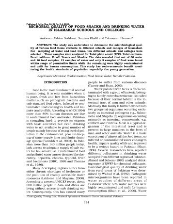 microbial quality of food snacks and drinking water in ... - PJAR