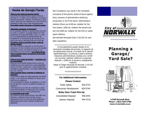 Planning a Garage/ Yard Sale? - City of Norwalk