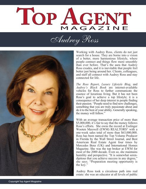 Audrey Ross - Top Agent Magazine