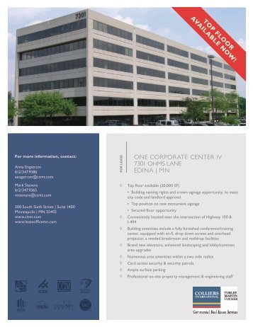 one corporate center iv 7301 ohms lane edina - Cassidy Turley