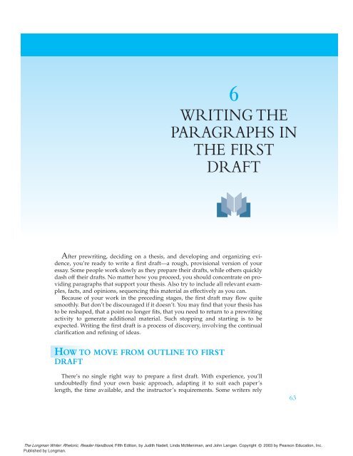 writing the paragraphs in the first draft - Pearson Learning Solutions