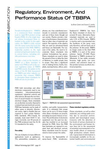 Regulatory, Environment, And Performance Status Of TBBPA