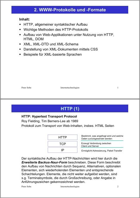 2. Www-Protokolle und -Formate HTTP (1)