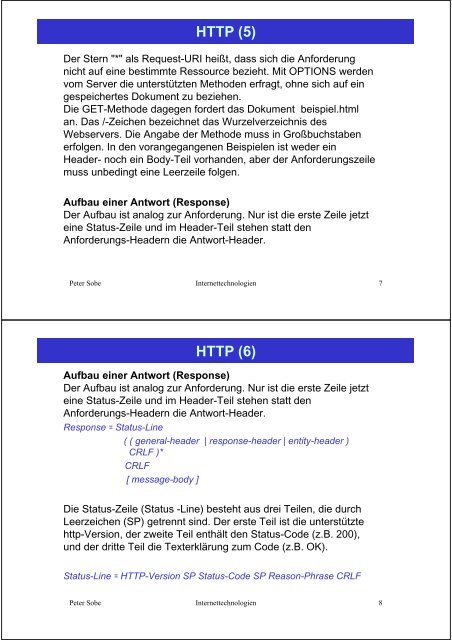 2. Www-Protokolle und -Formate HTTP (1)