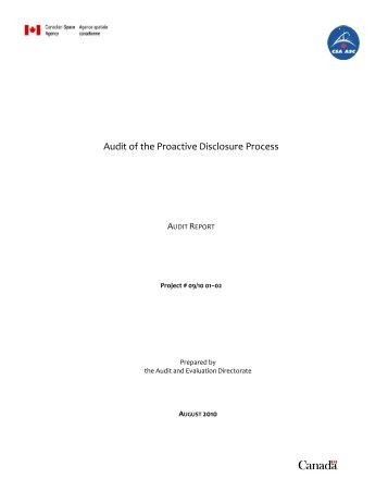 Audit of the Proactive Disclosure Process