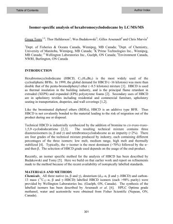 Isomer-specific analysis of hexabromocyclododecane by LC/MS/MS