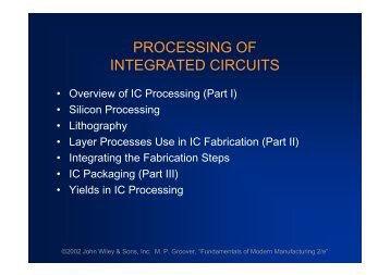 PROCESSING OF INTEGRATED CIRCUITS