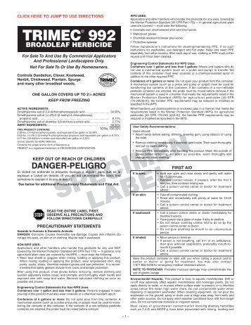 Trimec 992 Specimen Label - Tuff Turf Molebusters