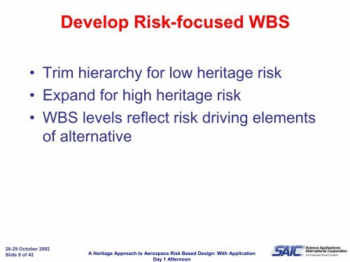 An Heritage Approach to Aerospace Risk Based Design: With ...