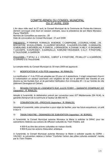 COMPTE-RENDU DU CONSEIL MUNICIPAL - Portes-lÃ¨s-Valence