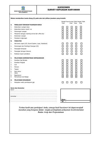 KUESIONER SURVEY KEPUASAN KARYAWAN Terima kasih atas ...