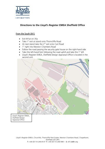 Directions to the Lloyd's Register EMEA Sheffield Office