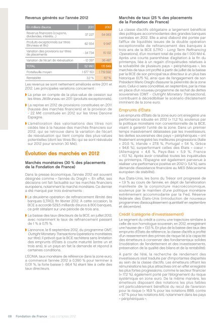 Les comptes 2012 - Fondation de France