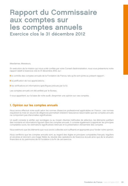 Les comptes 2012 - Fondation de France