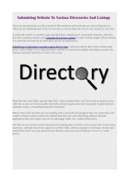 Submitting Website To Various Directories And Listings