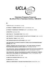 TV Preserved by UCLA 1988-2010 - UCLA Film & Television Archive