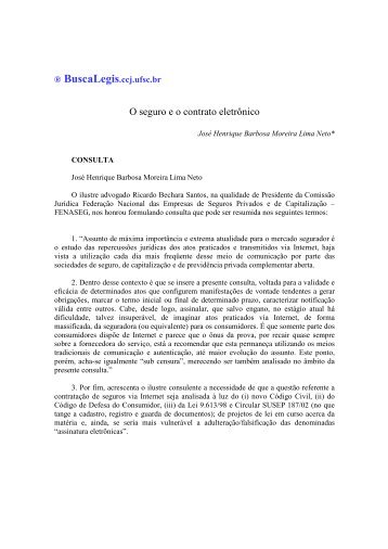 O seguro e o contrato eletrÃ´nico - BuscaLegis