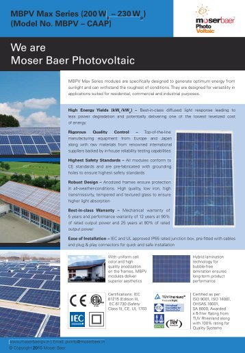 We are Moser Baer Photovoltaic - Moser Baer Solar Limited