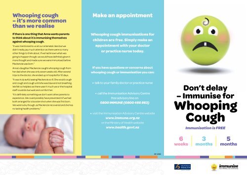 Don't delay - Immunise for Whooping Cough Brochure
