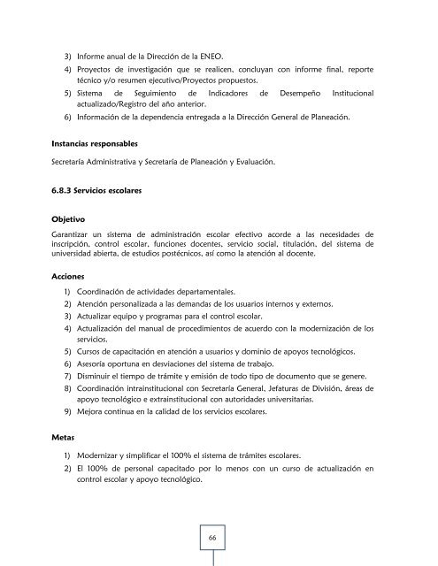 plan de desarrollo institucional 2011-2015 - ENEO - DirecciÃ³n ...