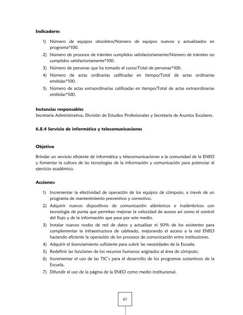 plan de desarrollo institucional 2011-2015 - ENEO - DirecciÃ³n ...