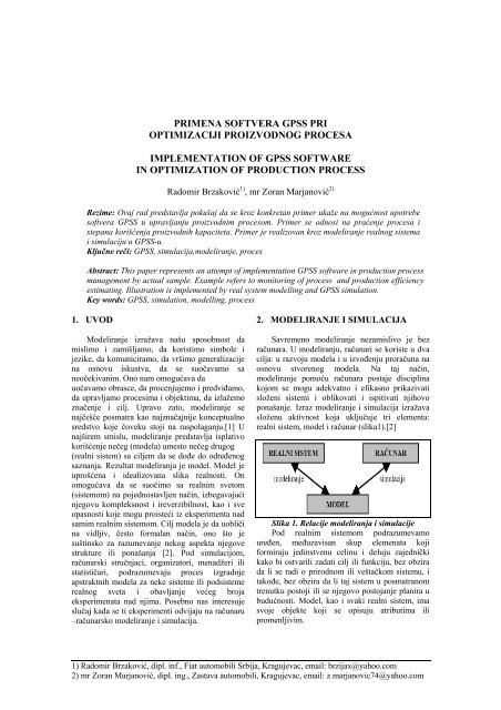 primena softvera gpss pri optimizaciji proizvodnog procesa