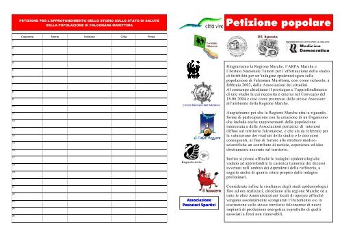 Modulo raccolta firme - Comitati Cittadini