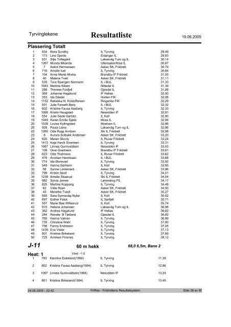 Resultatliste - Komplett - Asker Skiklubb