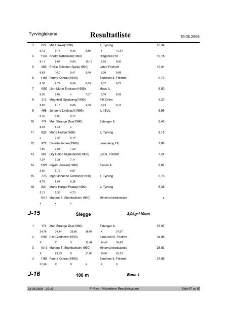 Resultatliste - Komplett - Asker Skiklubb