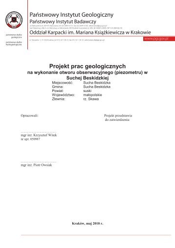 Projekt Sucha Beskidzka - PaÅstwowy Instytut Geologiczny