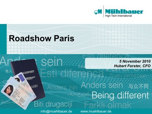 Presentation Roadshow Paris - MÃ¼hlbauer Group