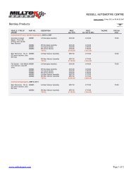 Bentley Milltek price list - Russell Automotive Centre