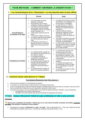 FICHE METHODE â COMMENT ABORDER LA DISSERTATION ?