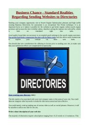 Business Chance - Standard Realities Regarding Sending Websites to Directories